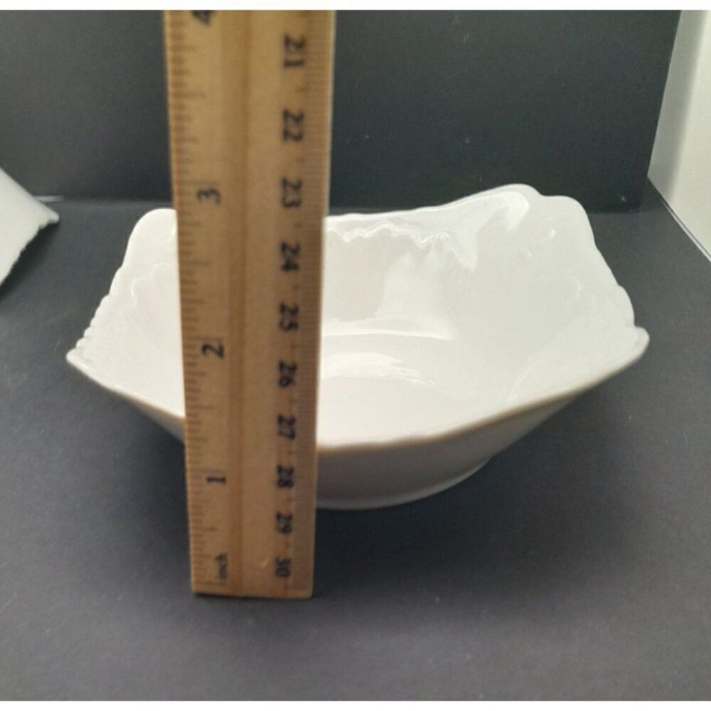 VTG C Mielow Poland Embossed Bowls White Porcelain Small Fruit Dipping Set of 4 - Picture 7 of 7